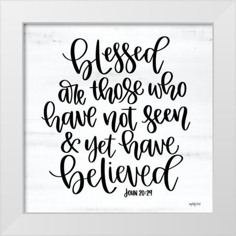 Blessed    White Modern Wood Framed Art Print by Imperfect Dust