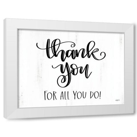 Thank You White Modern Wood Framed Art Print by Imperfect Dust