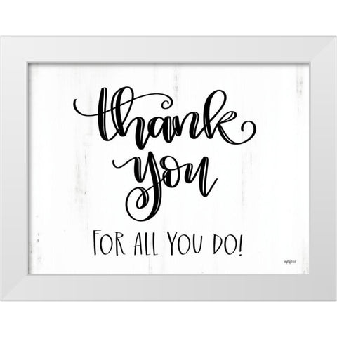 Thank You White Modern Wood Framed Art Print by Imperfect Dust