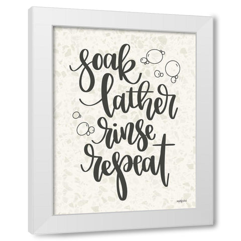 Soak, Lather, Rinse, Repeat White Modern Wood Framed Art Print by Imperfect Dust