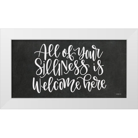 Silliness Welcome Here White Modern Wood Framed Art Print by Imperfect Dust