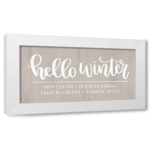 Hello Winter White Modern Wood Framed Art Print by Imperfect Dust