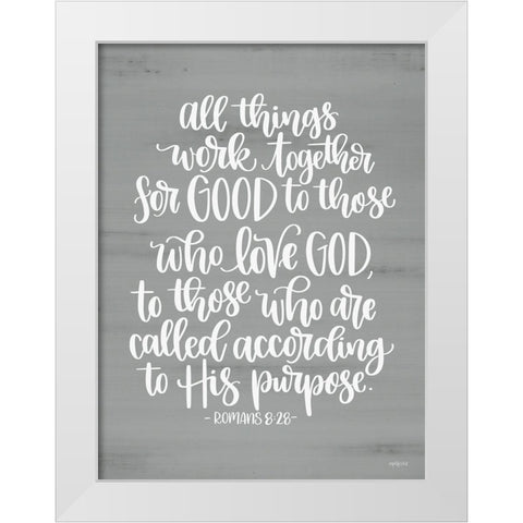 Romans 8:28 White Modern Wood Framed Art Print by Imperfect Dust