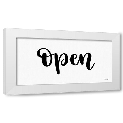 Open Sign White Modern Wood Framed Art Print by Imperfect Dust