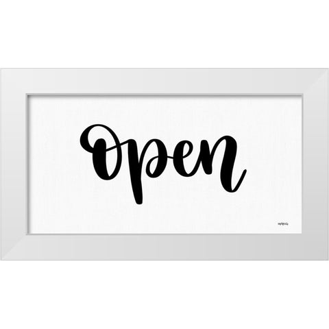 Open Sign White Modern Wood Framed Art Print by Imperfect Dust