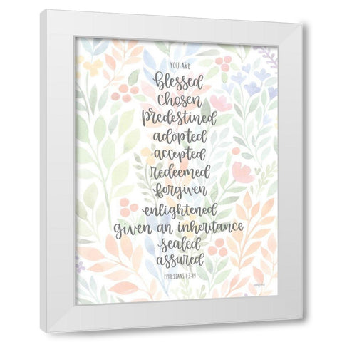 You Are Blessed White Modern Wood Framed Art Print by Imperfect Dust