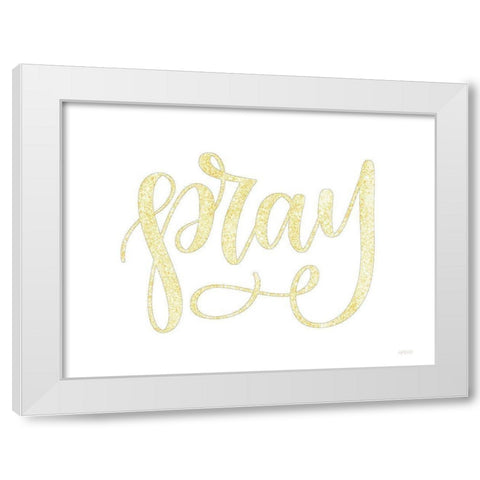 Pray White Modern Wood Framed Art Print by Imperfect Dust