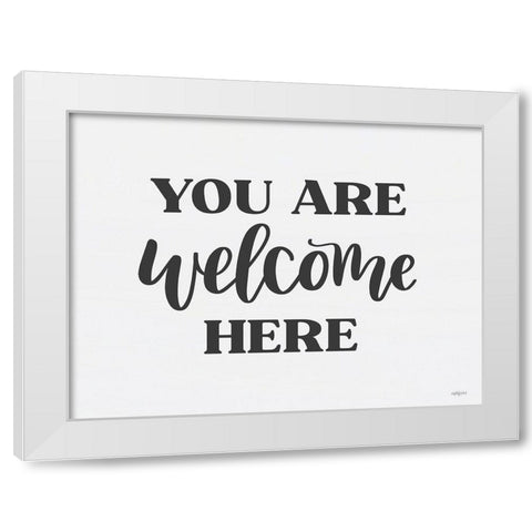 You Are Welcome Here  White Modern Wood Framed Art Print by Imperfect Dust