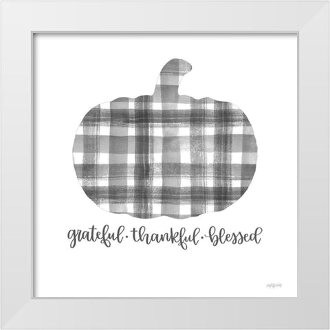 Grateful-Thankful-Blessed White Modern Wood Framed Art Print by Imperfect Dust