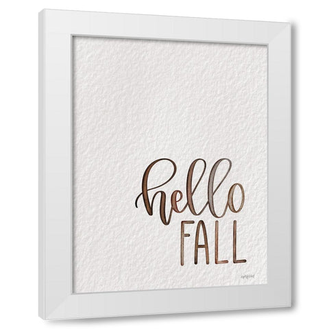 Hello Fall White Modern Wood Framed Art Print by Imperfect Dust