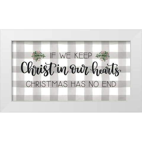 Christmas Has No End White Modern Wood Framed Art Print by Imperfect Dust