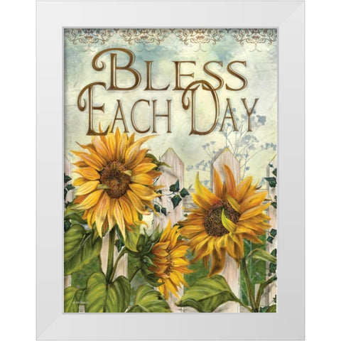 Bless Each Day White Modern Wood Framed Art Print by Wargo, Ed