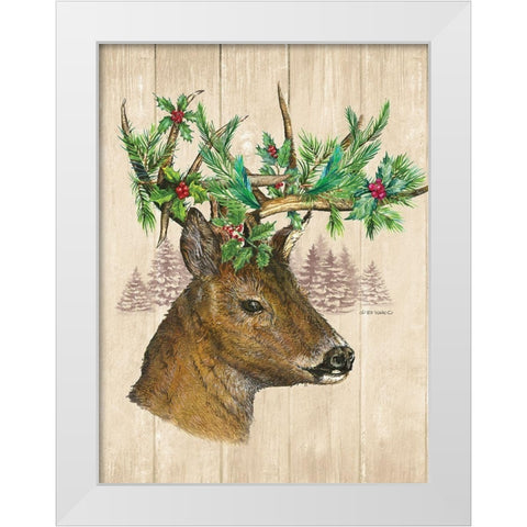 Holiday Deer White Modern Wood Framed Art Print by Wargo, Ed