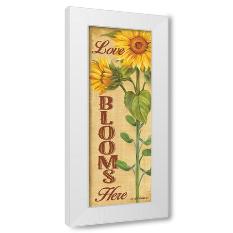 Love Blooms Here White Modern Wood Framed Art Print by Wargo, Ed