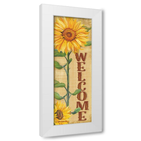 Welcome Sunflower White Modern Wood Framed Art Print by Wargo, Ed