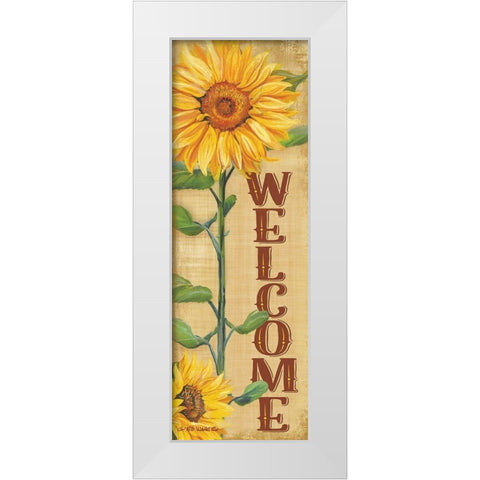 Welcome Sunflower White Modern Wood Framed Art Print by Wargo, Ed