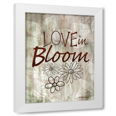 Love Blooms Here White Modern Wood Framed Art Print by Wargo, Ed