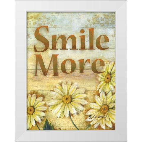 Smile More White Modern Wood Framed Art Print by Wargo, Ed