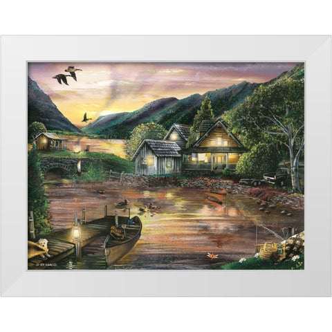 Lakefront Camping II White Modern Wood Framed Art Print by Wargo, Ed