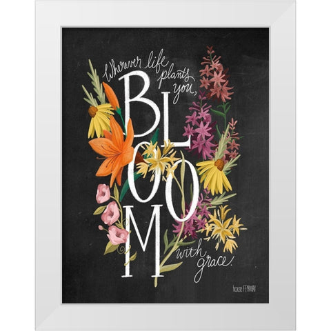Bloom with Grace White Modern Wood Framed Art Print by House Fenway