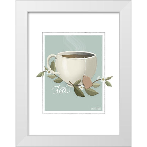 Botanical Tea White Modern Wood Framed Art Print by House Fenway