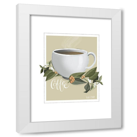 Botanical Coffee White Modern Wood Framed Art Print by House Fenway