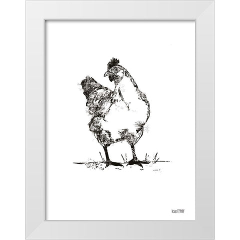 Farmhouse Chicken White Modern Wood Framed Art Print by House Fenway