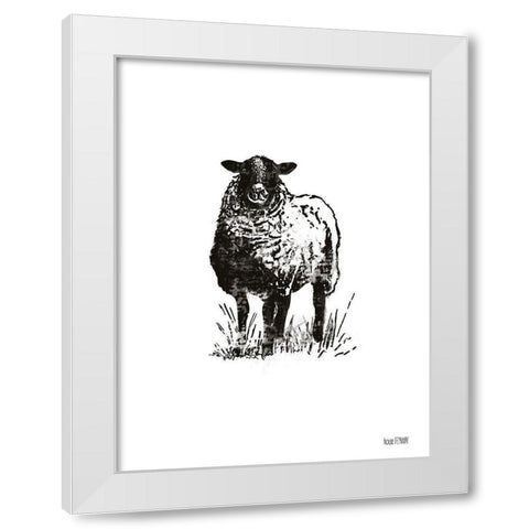 Farmhouse Sheep White Modern Wood Framed Art Print by House Fenway