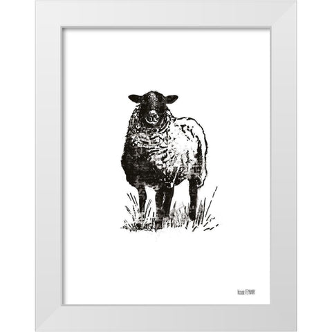 Farmhouse Sheep White Modern Wood Framed Art Print by House Fenway