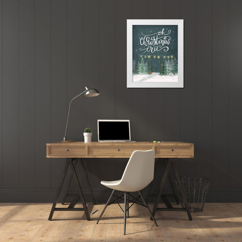 Oh Christmas Tree White Modern Wood Framed Art Print by House Fenway