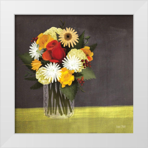 Wildflowers in Mason Jar White Modern Wood Framed Art Print by House Fenway