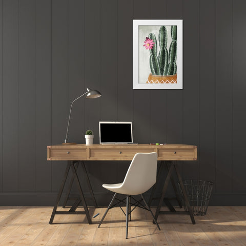 Flowering Cactus White Modern Wood Framed Art Print by House Fenway