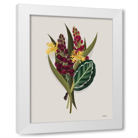 Tropical Sprig White Modern Wood Framed Art Print by House Fenway