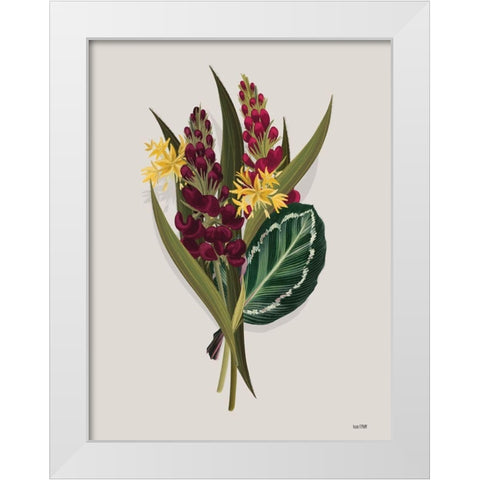 Tropical Sprig White Modern Wood Framed Art Print by House Fenway