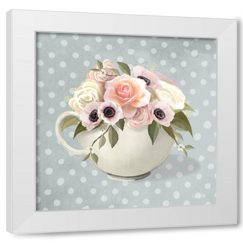 Polka Dot Coffee-Anemone   White Modern Wood Framed Art Print by House Fenway