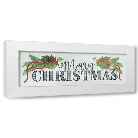 Merry Christmas White Modern Wood Framed Art Print by House Fenway