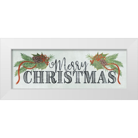 Merry Christmas White Modern Wood Framed Art Print by House Fenway
