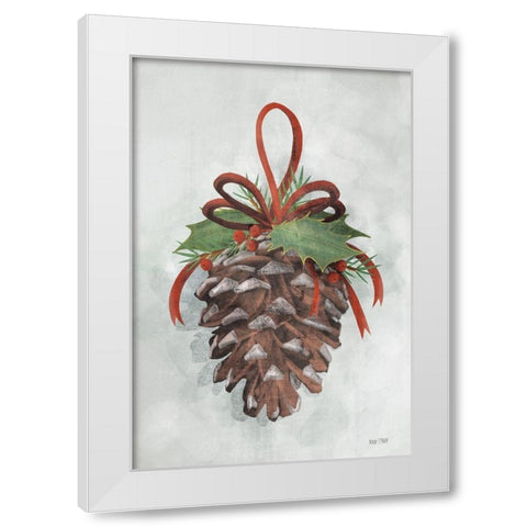 Holly Pinecone White Modern Wood Framed Art Print by House Fenway