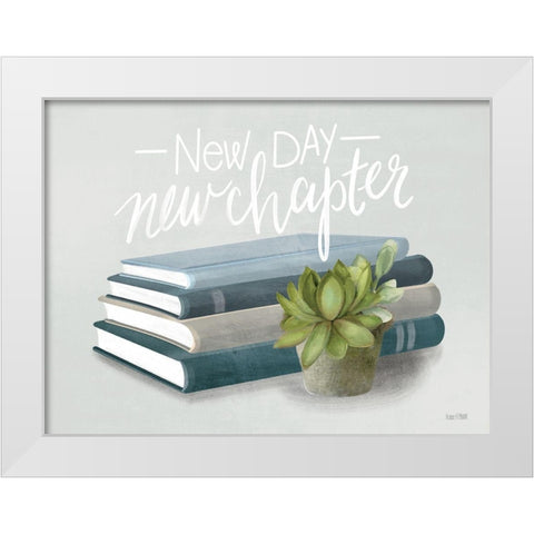 New Chapter White Modern Wood Framed Art Print by House Fenway