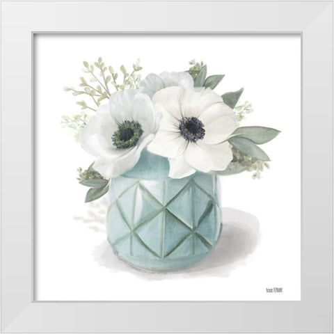 Winter Anemones - Blue White Modern Wood Framed Art Print by House Fenway