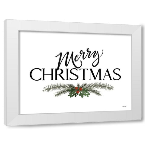 Merry Christmas White Modern Wood Framed Art Print by House Fenway