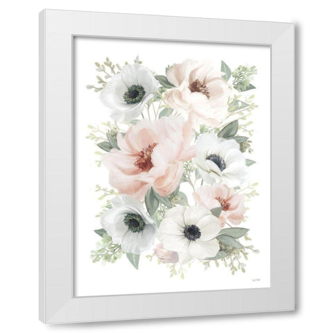 Peony Floral Block White Modern Wood Framed Art Print by House Fenway