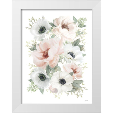 Peony Floral Block White Modern Wood Framed Art Print by House Fenway