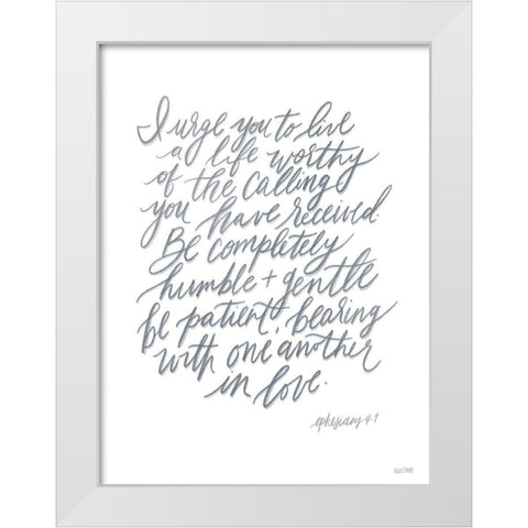 Humble and Gentle White Modern Wood Framed Art Print by House Fenway