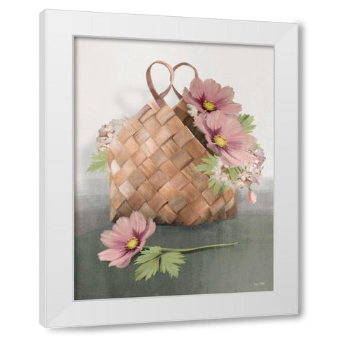 Farmhouse Daisy Basket     White Modern Wood Framed Art Print by House Fenway