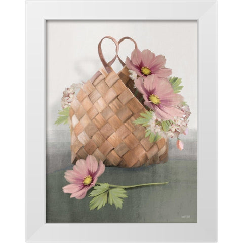 Farmhouse Daisy Basket     White Modern Wood Framed Art Print by House Fenway