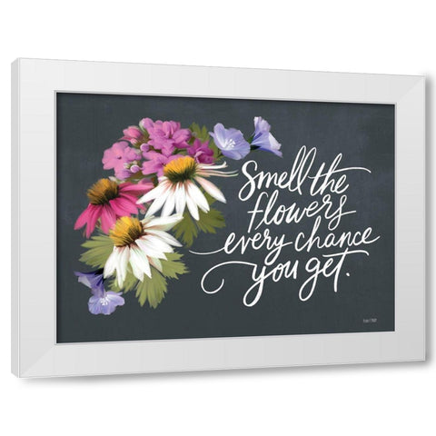 Smell the Flowers   White Modern Wood Framed Art Print by House Fenway
