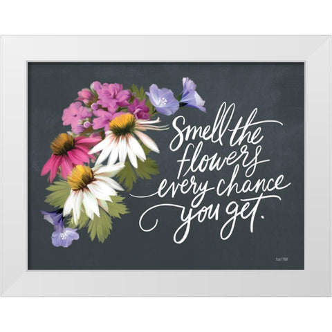 Smell the Flowers   White Modern Wood Framed Art Print by House Fenway