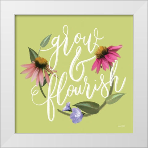 Grow And Flourish  White Modern Wood Framed Art Print by House Fenway