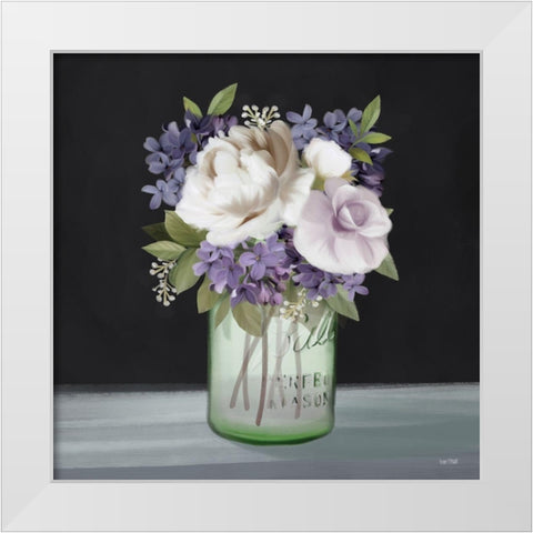 Lilac Mason Jar Floral White Modern Wood Framed Art Print by House Fenway